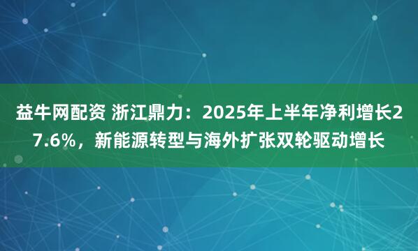 益牛网配资 浙江鼎力：2025年上半年净利增长27.6%，新能源转型与海外扩张双轮驱动增长
